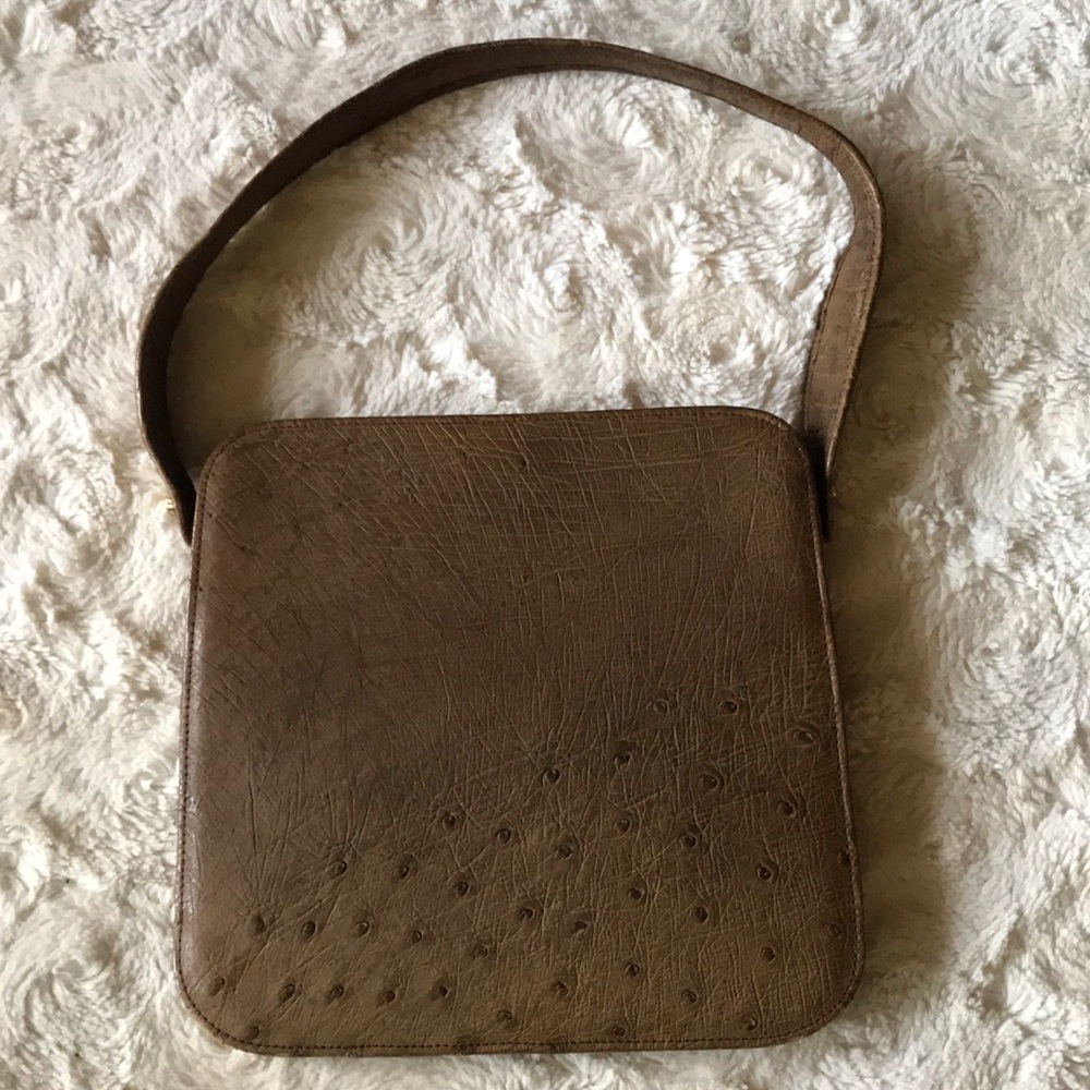Ostrich leather and suede vintage purse
